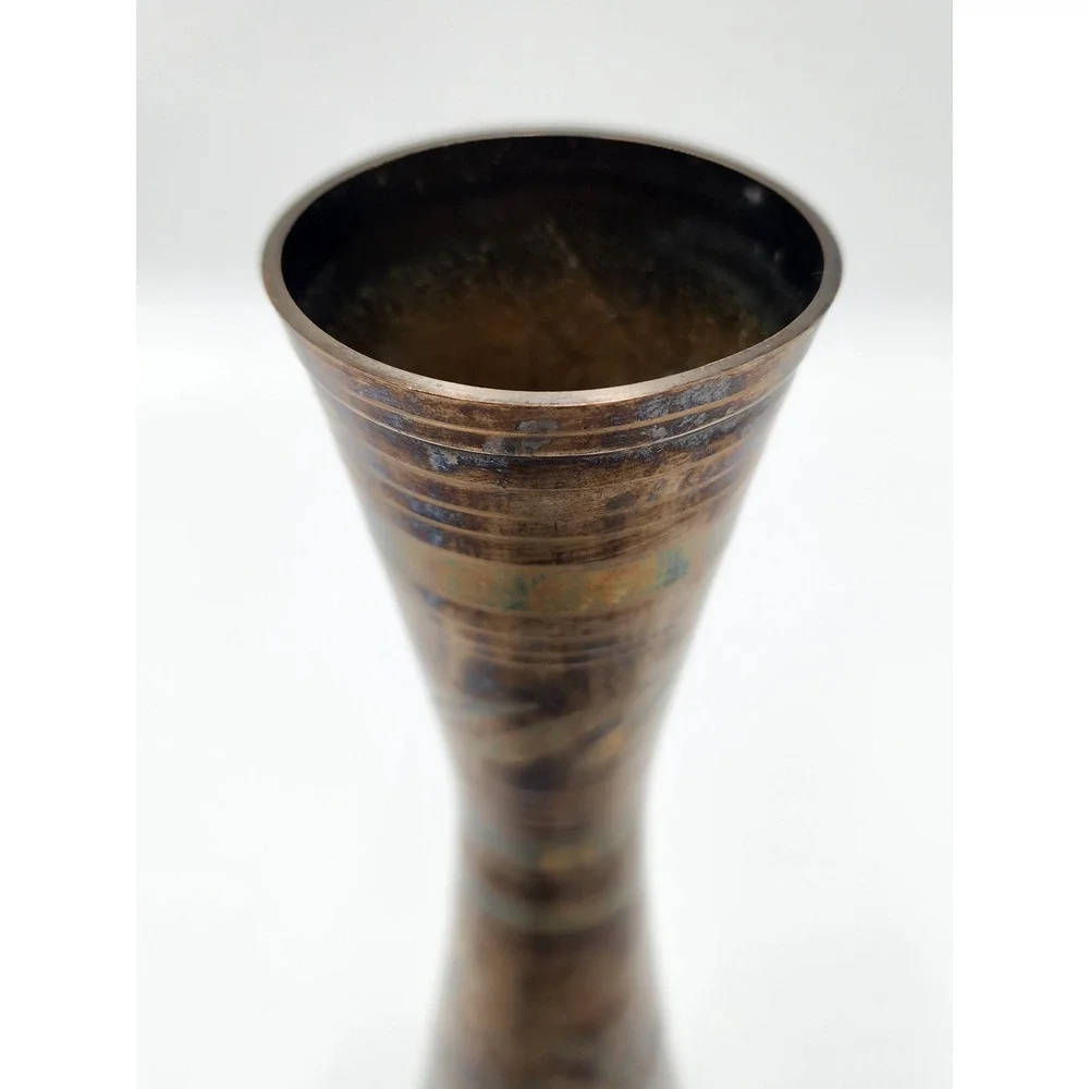 DECORATIVE BRASS FLORAL ETCHED‎ VASE INDIAN ORIGIN